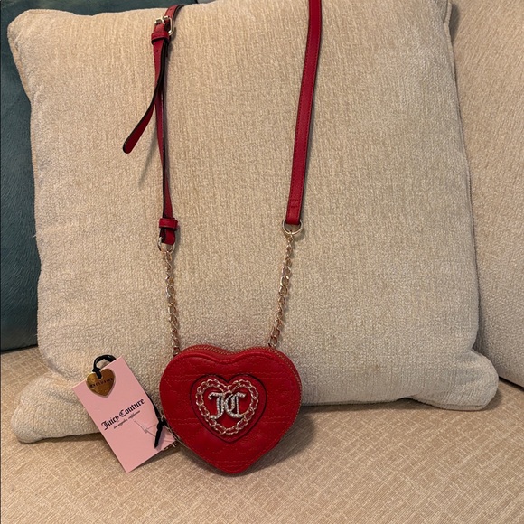 Exclusive Crossbody Juicy Couture with Gold Heart Accent and crystal heart pull. - Picture 3 of 9